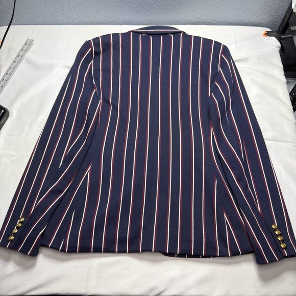 Lauren Ralph Lauren Women XL Stripe Blazer Jacket Gold Button Red White Blue EUC - Picture 5 of 12